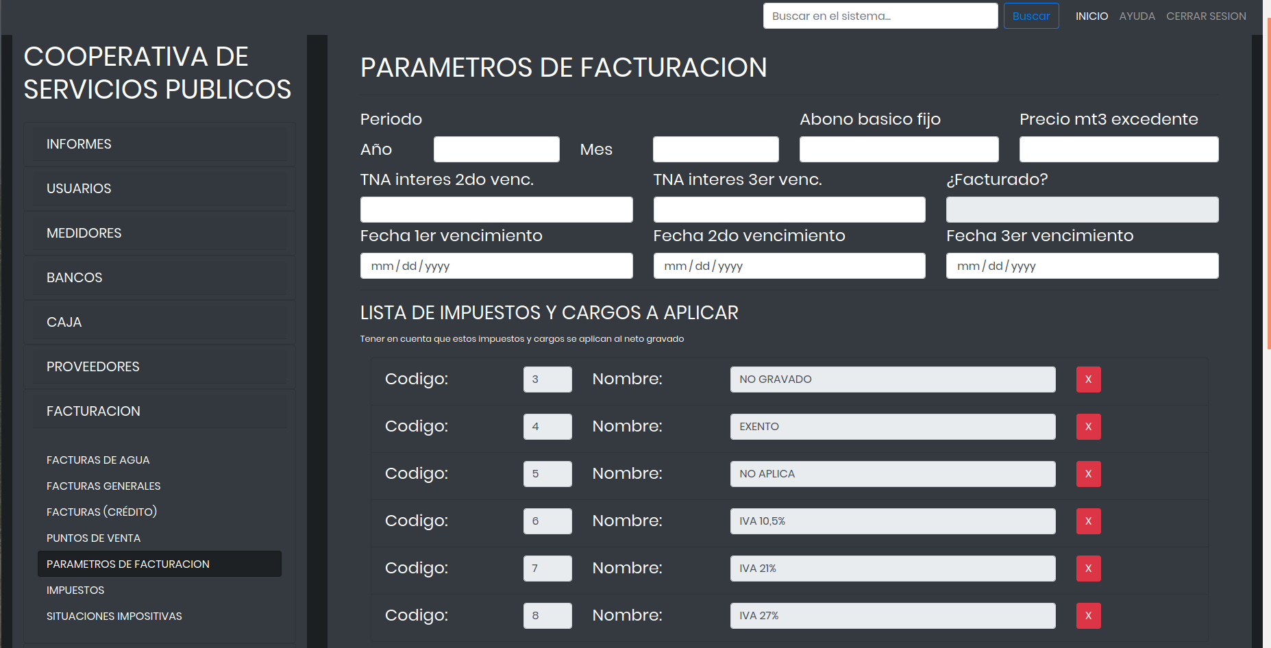 Facturación por período